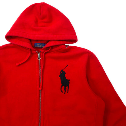 POLO RALPH LAUREN ビッグポニー フルジップパーカー M レッド コットン 裏起毛 リバースウィーブ仕様