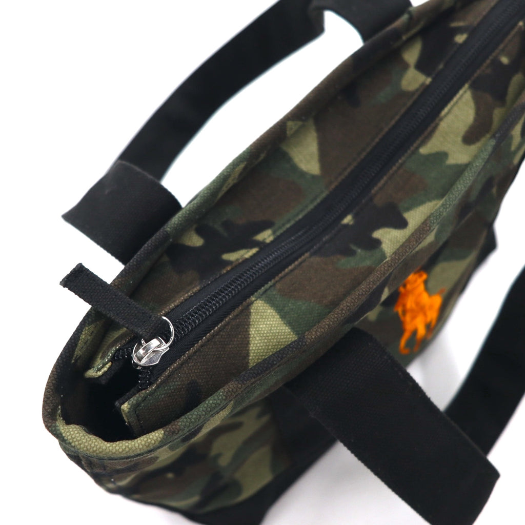 POLO RALPH LAUREN Tote Bag Medium Camouflage Khaki Black Pony Embroidery Canvas