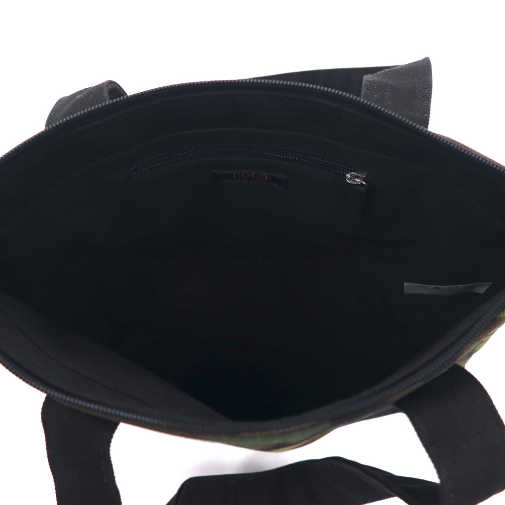 POLO RALPH LAUREN Tote Bag Medium Camouflage Khaki Black Pony Embroidery Canvas