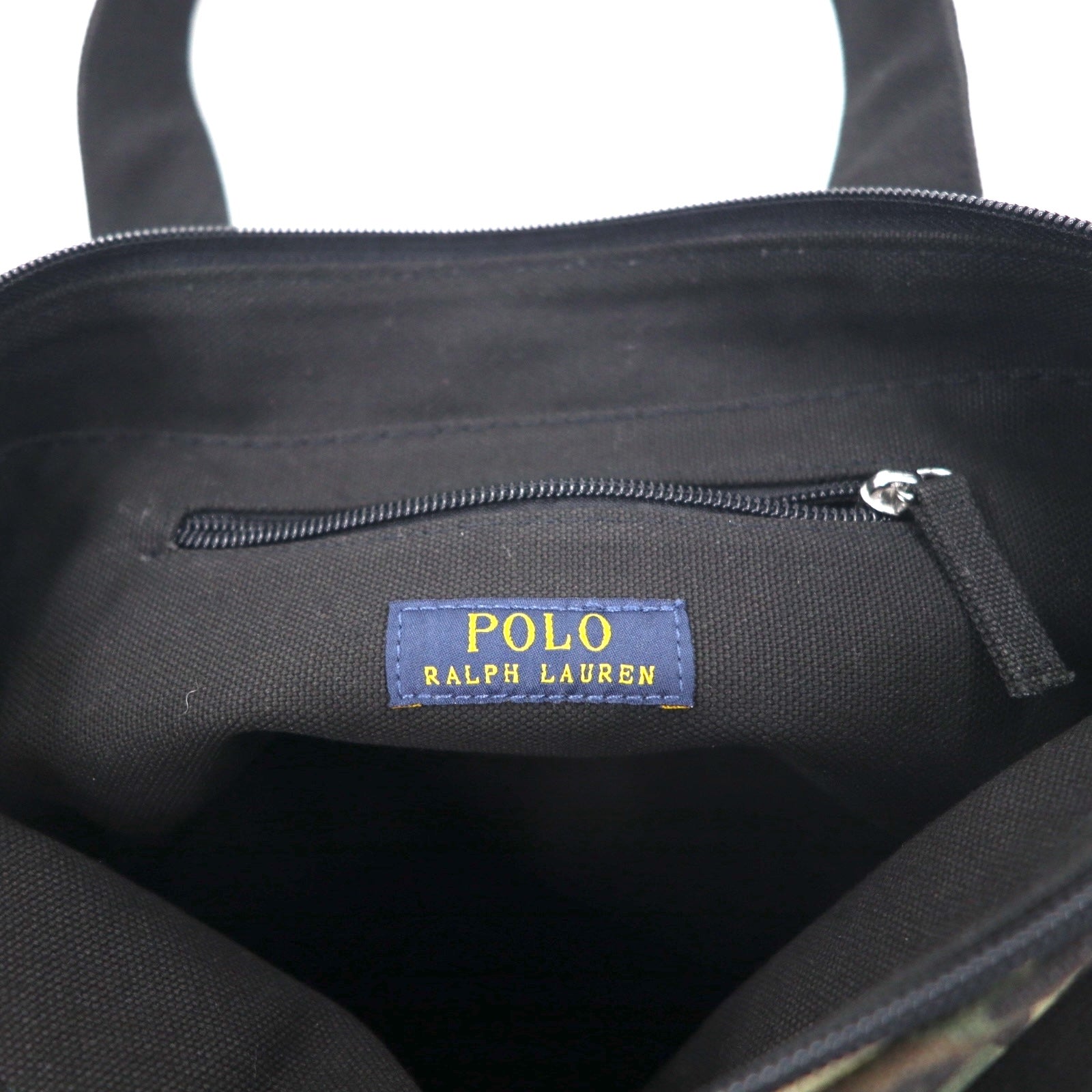 POLO RALPH LAUREN Tote Bag Medium Camouflage Khaki Black Pony Embroidery Canvas