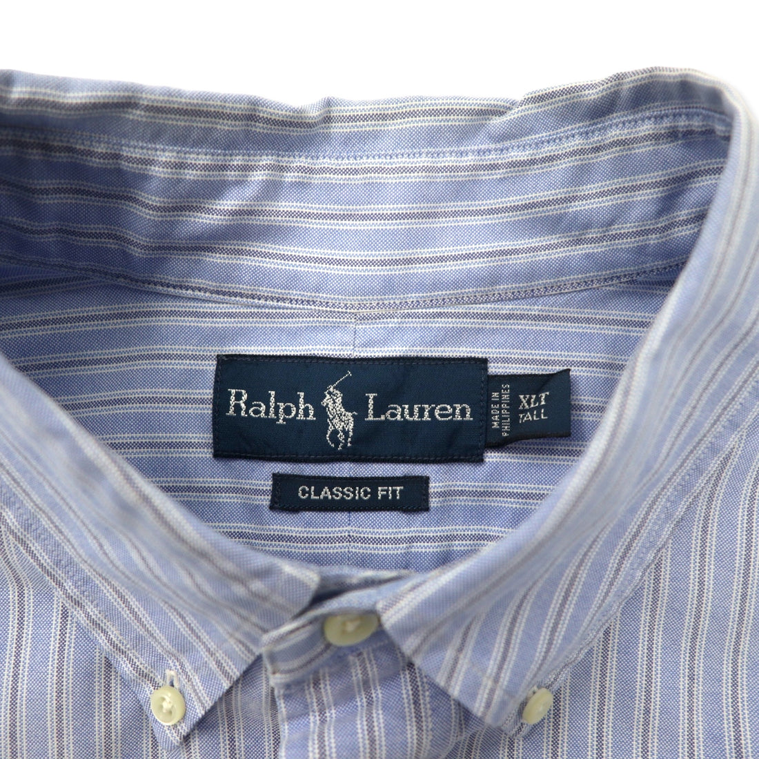 Ralph Lauren ボタンダウンシャツ XLT TALL ブルー コットン CLASSIC FIT スモールポニー刺繍