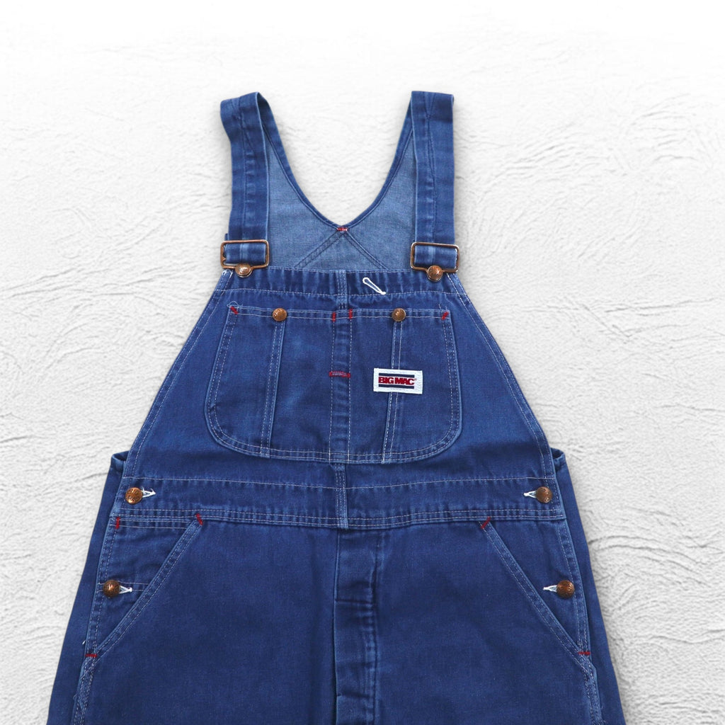 BIG MAC 80s Denim Painter Overalls XL Indigo Blue Donut Button