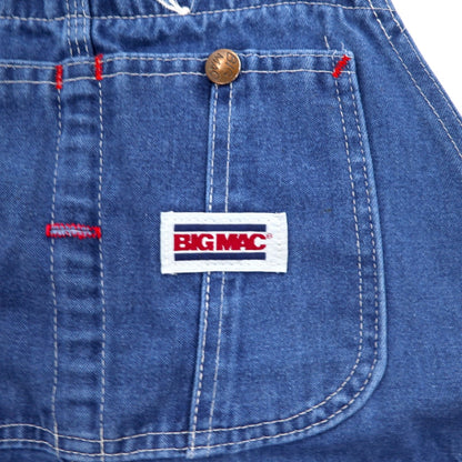 BIG MAC 80s Denim Painter Overalls XL Indigo Blue Donut Button