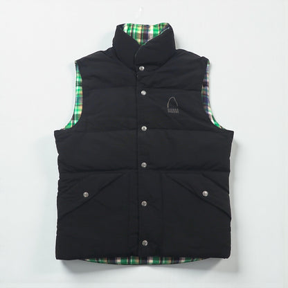 SIERRA DESIGNS 60/40 Cloth Reversible Down Vest, Size Small, Black and Green Check