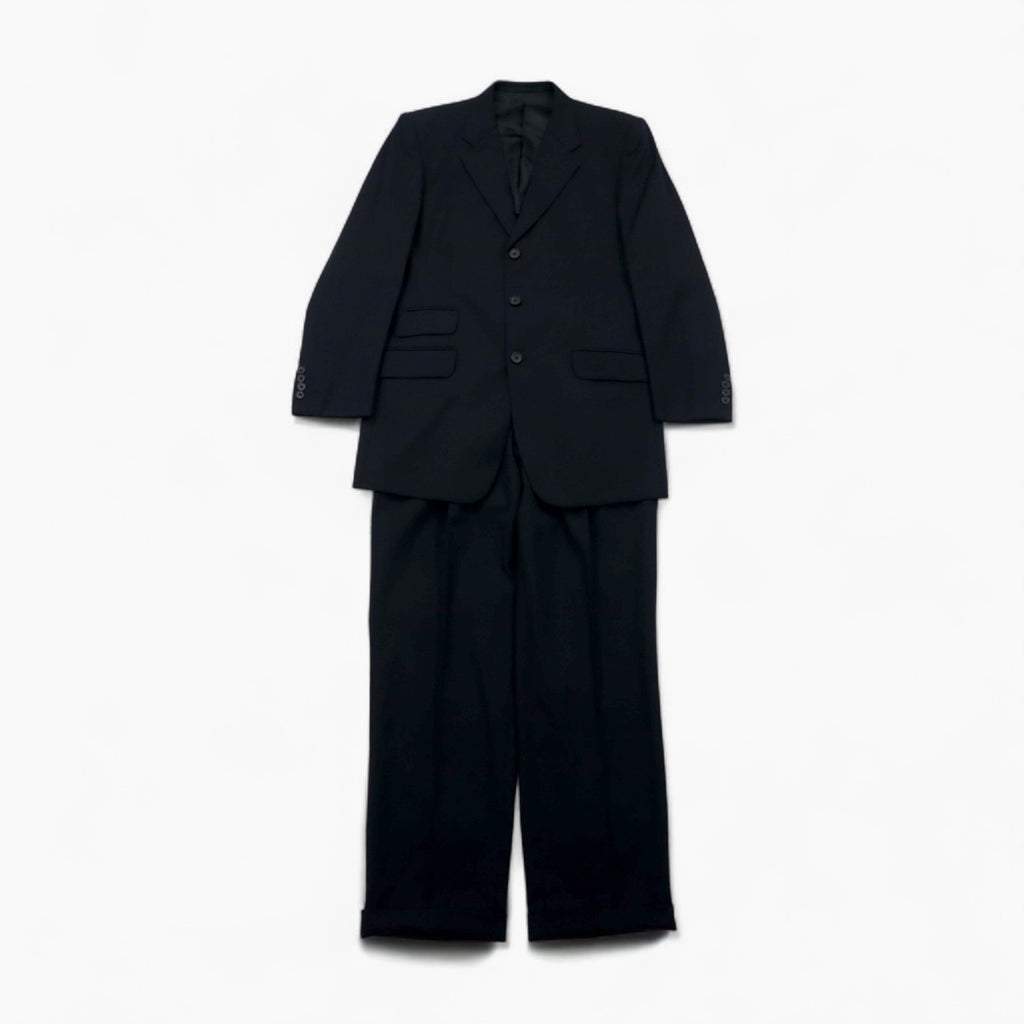 Paul Smith 90s 3B Suit Set, XL, Black Wool, Tessitura di Quaregna by GHIONE, Made in Japan