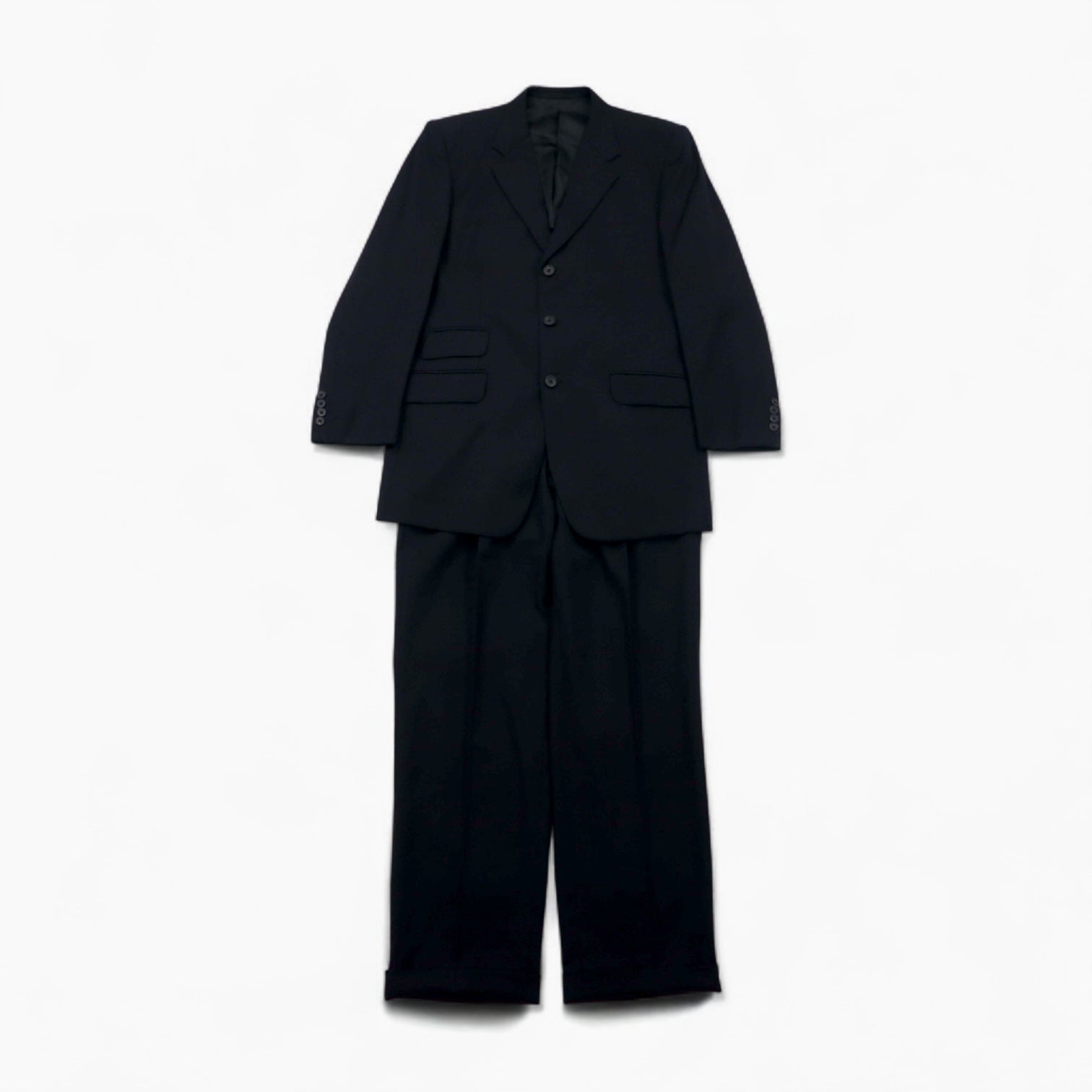 Paul Smith 90s 3B Suit Set, XL, Black Wool, Tessitura di Quaregna by GHIONE, Made in Japan