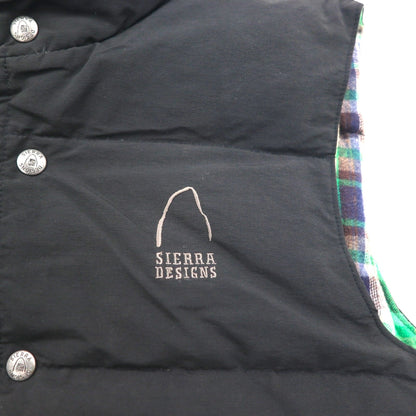 SIERRA DESIGNS 60/40 Cloth Reversible Down Vest, Size Small, Black and Green Check