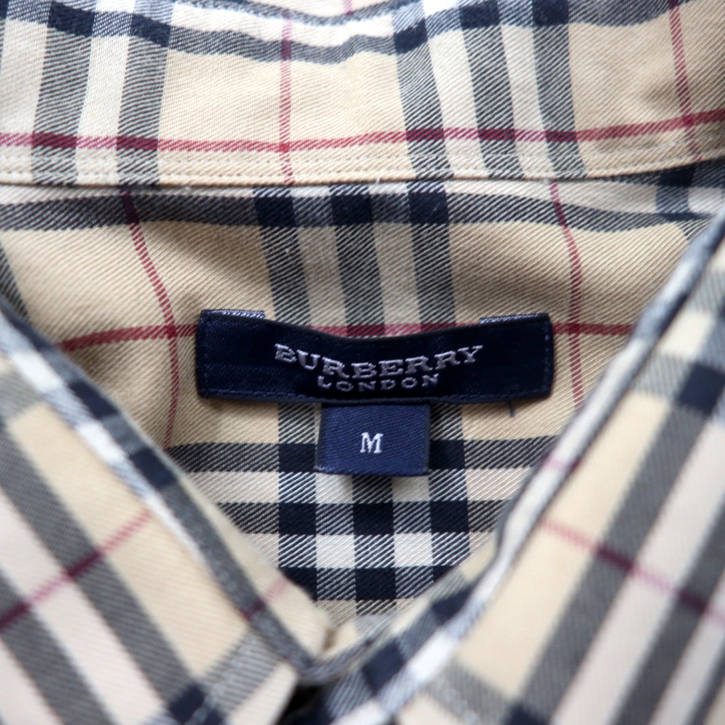 BURBERRY ノバチェック ボタンダウンシャツ M ベージュ コットン ワンポイントロゴ