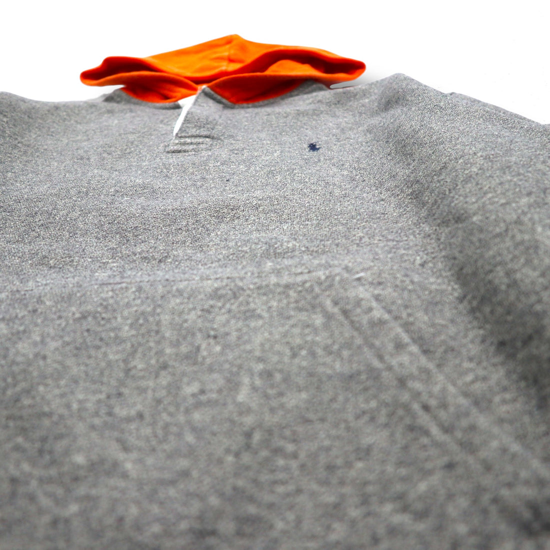 Polo by Ralph Lauren 90s Bicolor Half Button Hoodie M Gray Orange Fleece Lining Small Pony Embroidery