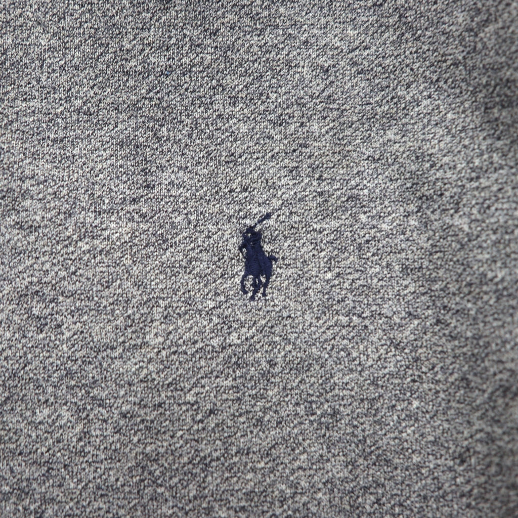 Polo by Ralph Lauren 90s Bicolor Half Button Hoodie M Gray Orange Fleece Lining Small Pony Embroidery