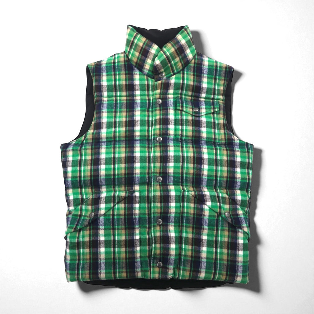 SIERRA DESIGNS 60/40 Cloth Reversible Down Vest, Size Small, Black and Green Check