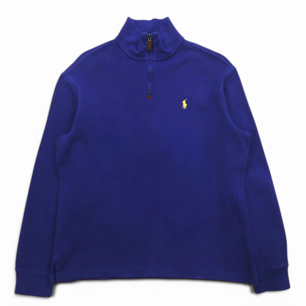 POLO RALPH LAUREN Half-Zip Sweatshirt M Blue Cotton Small Pony Embroidery