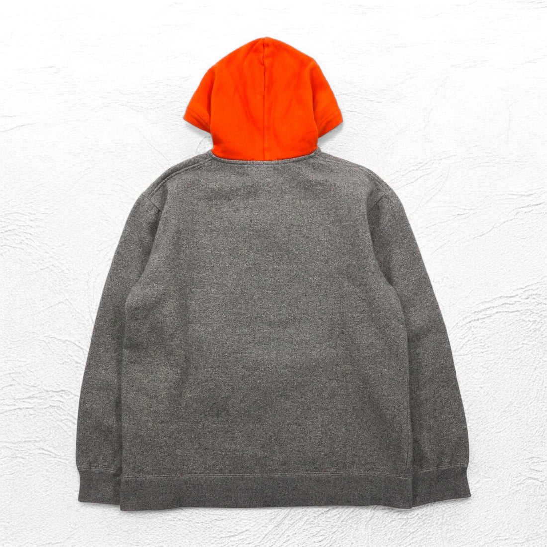 Polo by Ralph Lauren 90s Bicolor Half Button Hoodie M Gray Orange Fleece Lining Small Pony Embroidery