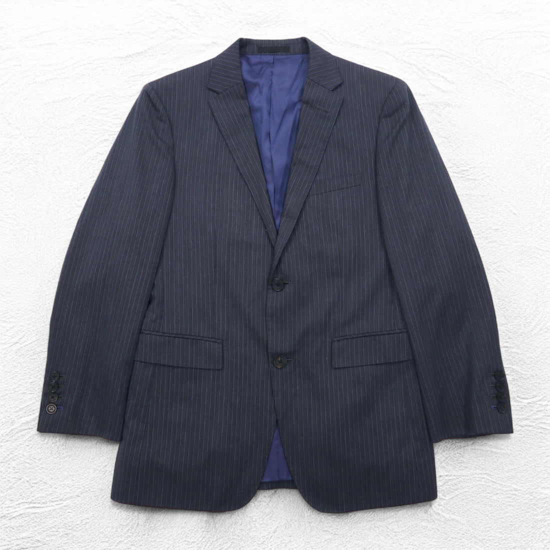 BURBERRY BLACK LABEL 2B Tailored Jacket Suit S Gray Striped Wool D1H31-608-07