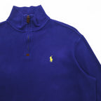POLO RALPH LAUREN Half-Zip Sweatshirt M Blue Cotton Small Pony Embroidery