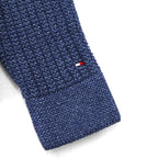 TOMMY HILFIGER ショールカラー ワッフル ニット カーディガン M ネイビー ローゲージ パッチポケット