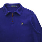 POLO RALPH LAUREN Half-Zip Sweatshirt M Blue Cotton Small Pony Embroidery