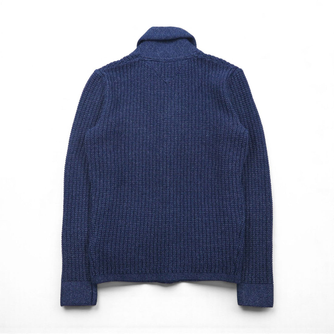 TOMMY HILFIGER ショールカラー ワッフル ニット カーディガン M ネイビー ローゲージ パッチポケット