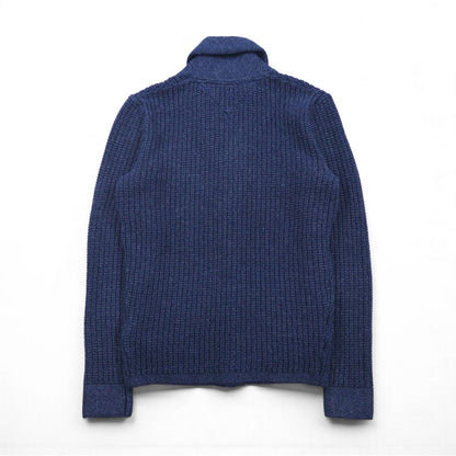 TOMMY HILFIGER Shawl Collar Waffle Knit Cardigan, Size M, Navy, Low Gauge, Patch Pockets