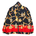 日本然リトテ-古着オンライン-90年代 FUDA INTERNATIONAL シルク スカーフ柄 ブルゾン M ブラック 総柄-90's FUDA INTERNATIONAL Silk Scarf Pattern Blouson M Black patterned