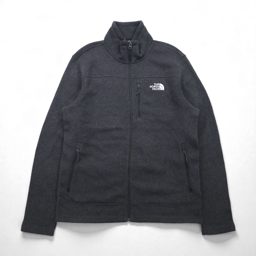 THE NORTH FACE Full-Zip Fleece Jacket, Size L, Gray, Stand Collar, High Neck