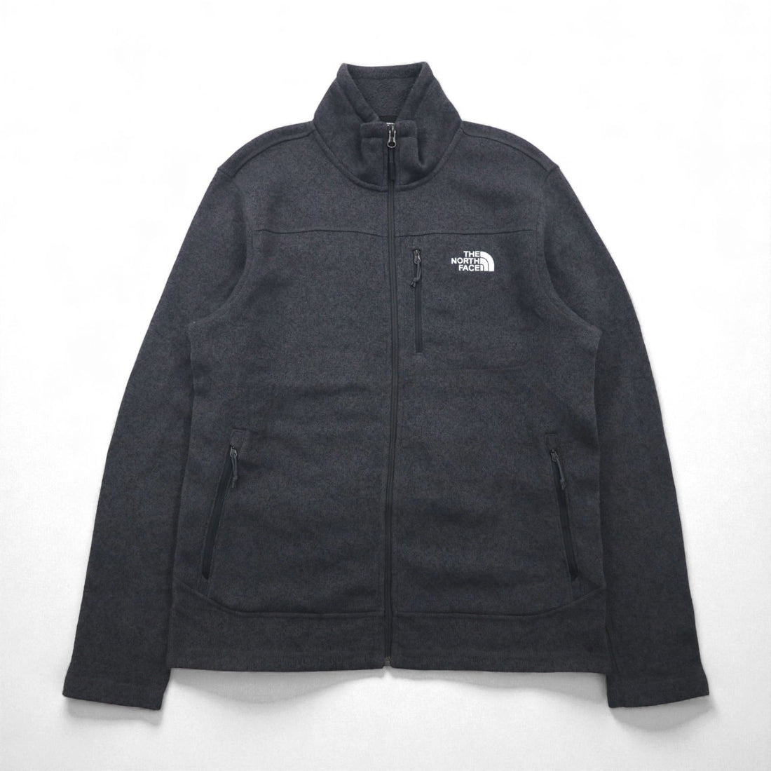 THE NORTH FACE Full-Zip Fleece Jacket, Size L, Gray, Stand Collar, High Neck