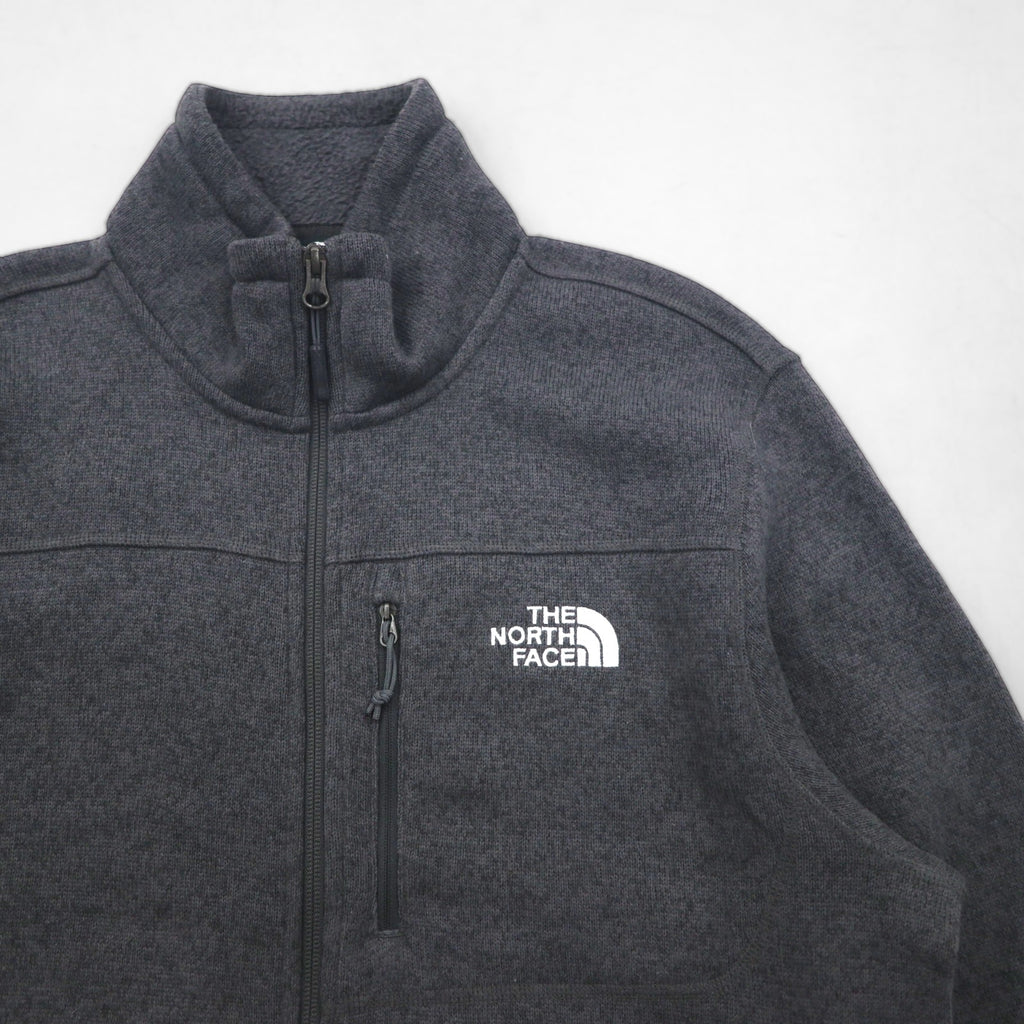 THE NORTH FACE Full-Zip Fleece Jacket, Size L, Gray, Stand Collar, High Neck