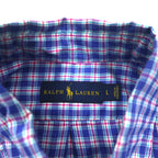 RALPH LAUREN ボタンダウンシャツ L ブルー チェック ビッグサイズ スモールポニー刺繍