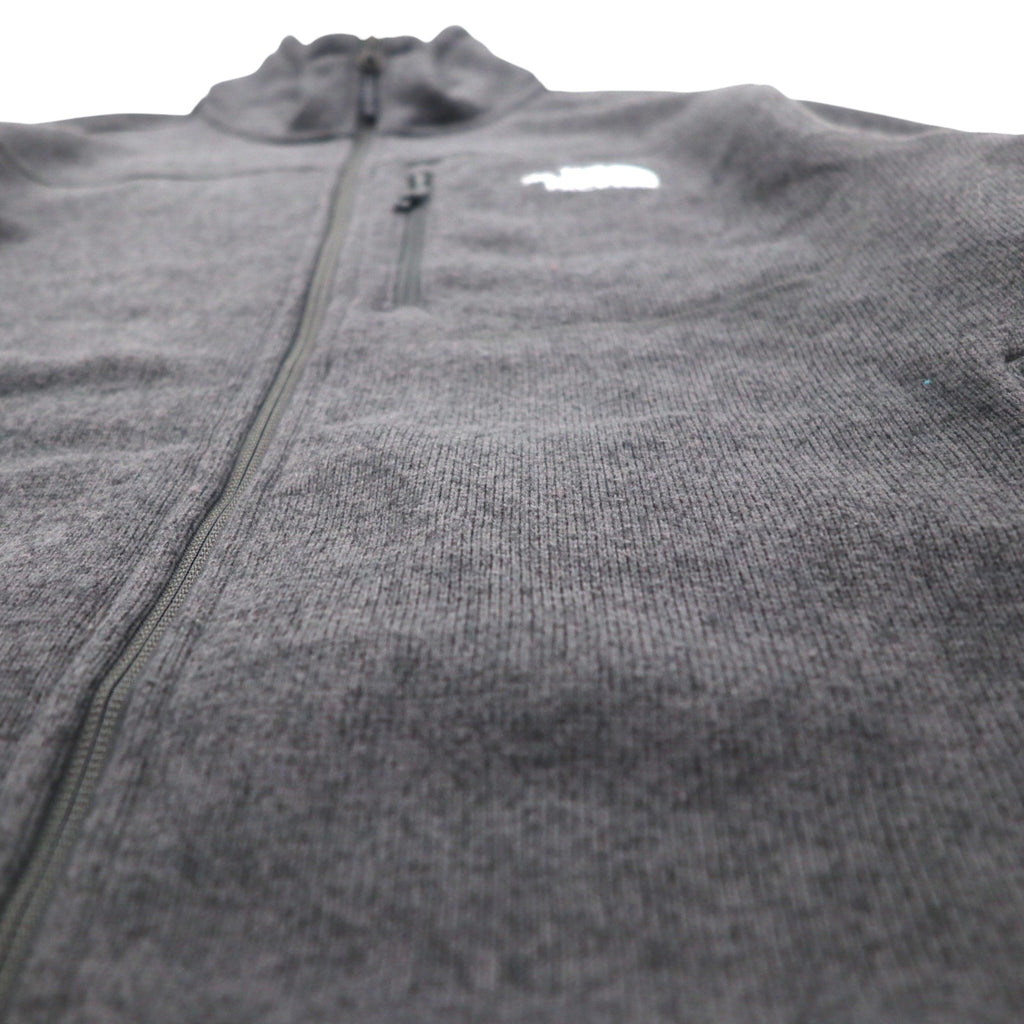 THE NORTH FACE Full-Zip Fleece Jacket, Size L, Gray, Stand Collar, High Neck