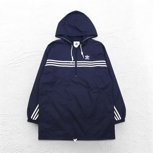 adidas 90s Half-Zip Anorak Parka XL Navy Nylon Mesh Liner 3-Stripes Trefoil Logo
