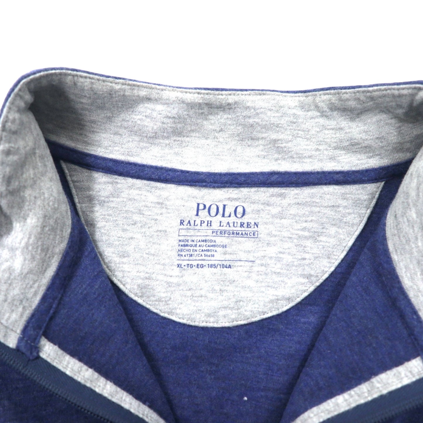 POLO RALPH LAUREN ハーフジップ スウェット XL ブルー コットン PERFORMANCE スモールポニー刺繍 ビッグサイズ