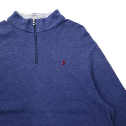 POLO RALPH LAUREN ハーフジップ スウェット XL ブルー コットン PERFORMANCE スモールポニー刺繍 ビッグサイズ