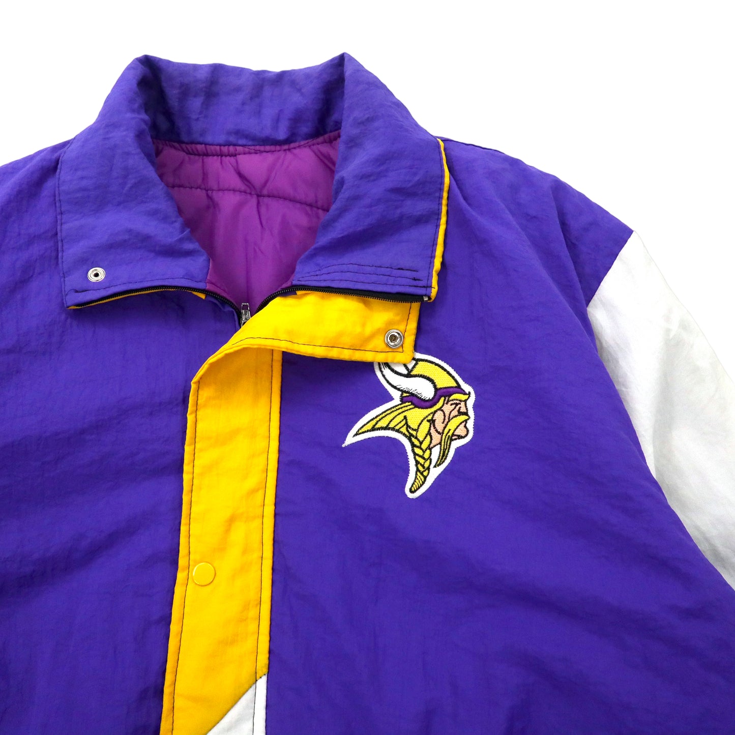 NFL MINNESOTA VIKINGS ナイロンジャケット XL パープル キルティングライナー 中綿 チームロゴ刺繍