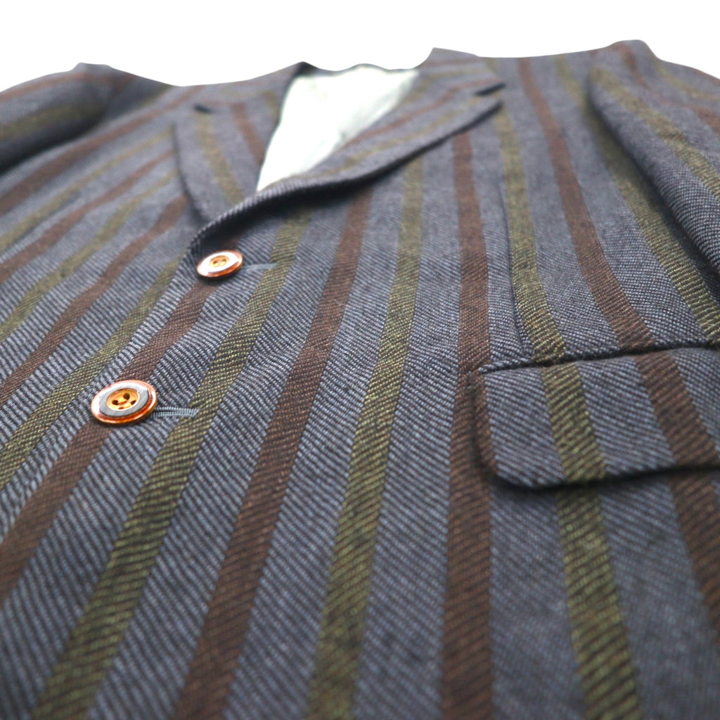 90s Italy Vintage Blazer 2B ツイード テーラードジャケット ブレザー M ストライプ MARIO CAPRA LONDON CORNER 90年代 イタリア製