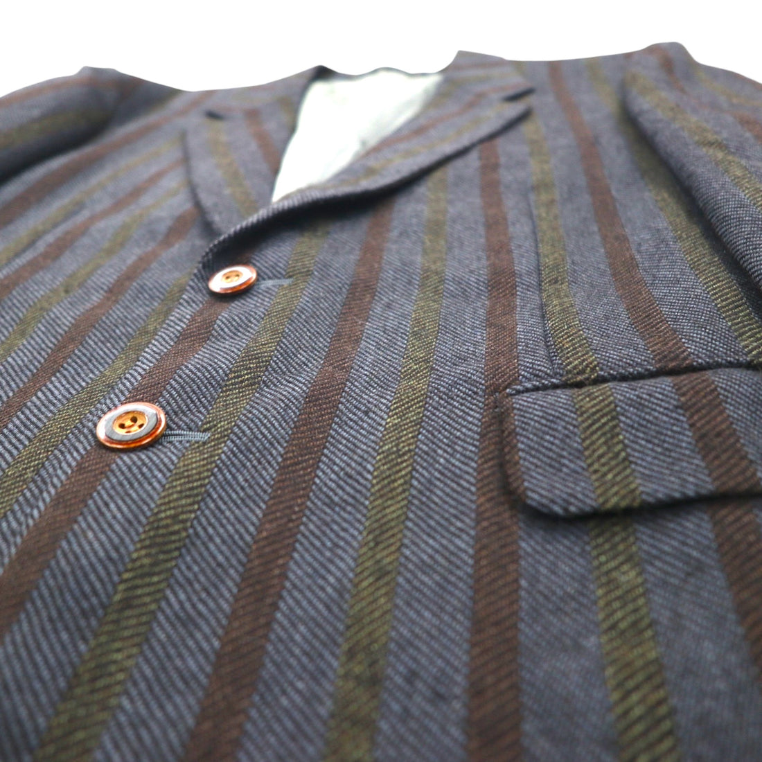 90s Italy Vintage Blazer 2B ツイード テーラードジャケット ブレザー M ストライプ MARIO CAPRA LONDON CORNER 90年代 イタリア製