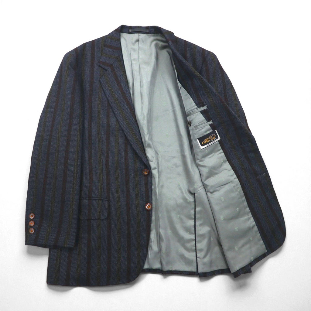 90s Italy Vintage Blazer 2B ツイード テーラードジャケット ブレザー M ストライプ MARIO CAPRA LONDON CORNER 90年代 イタリア製