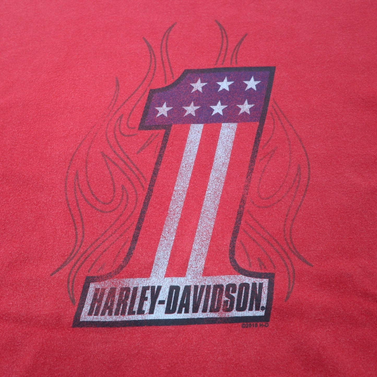 HARLEY DAVIDSON ナンバーワン プリント Tシャツ XL レッド コットン ALBANY GEORGIA ビッグサイズ