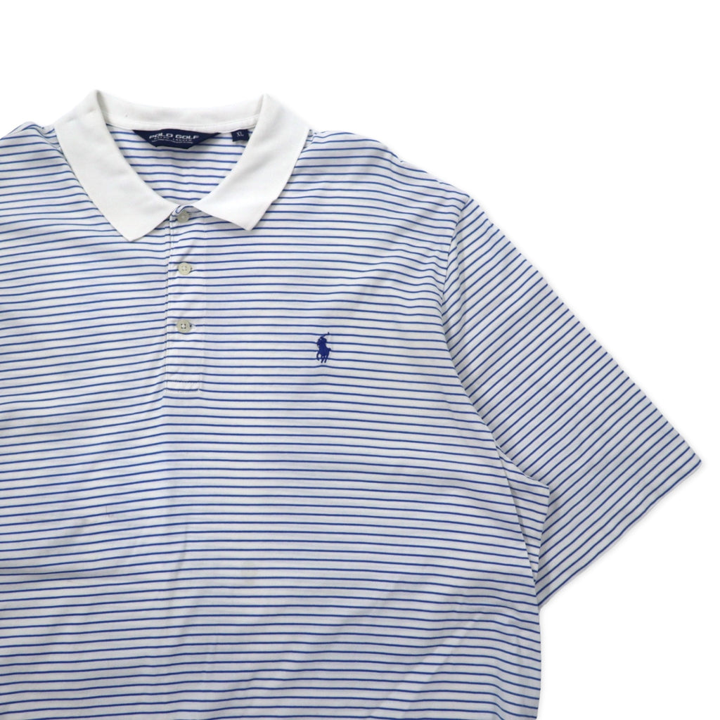POLO GOLF RALPH LAUREN Striped Polo Shirt XL White Blue Cotton Small Pony Embroidery Big Size Made in Peru