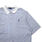 POLO GOLF RALPH LAUREN Striped Polo Shirt XL White Blue Cotton Small Pony Embroidery Big Size Made in Peru