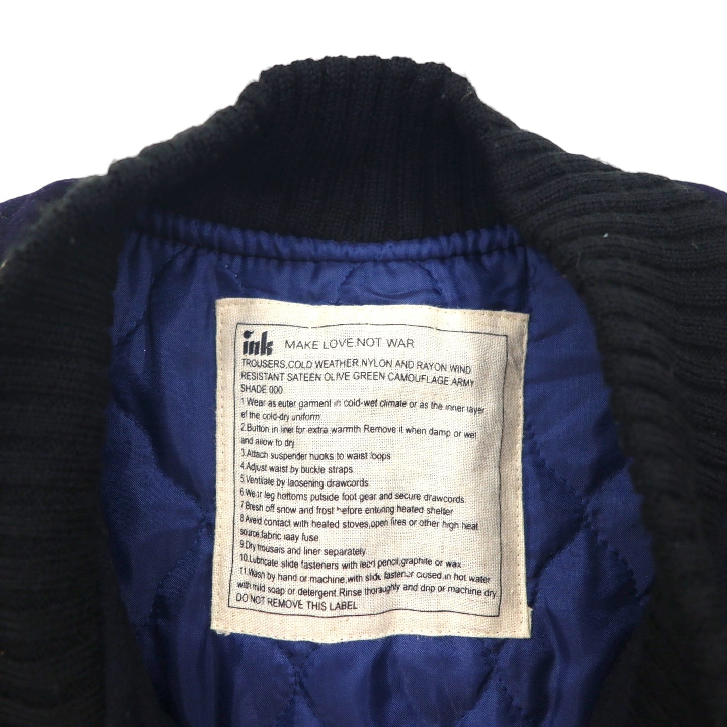 ink Remake Reconstructed Military Stadium Jacket, Size Small, Navy, US Navy, Leather Sleeves, Lamb Leather, Made in Japan