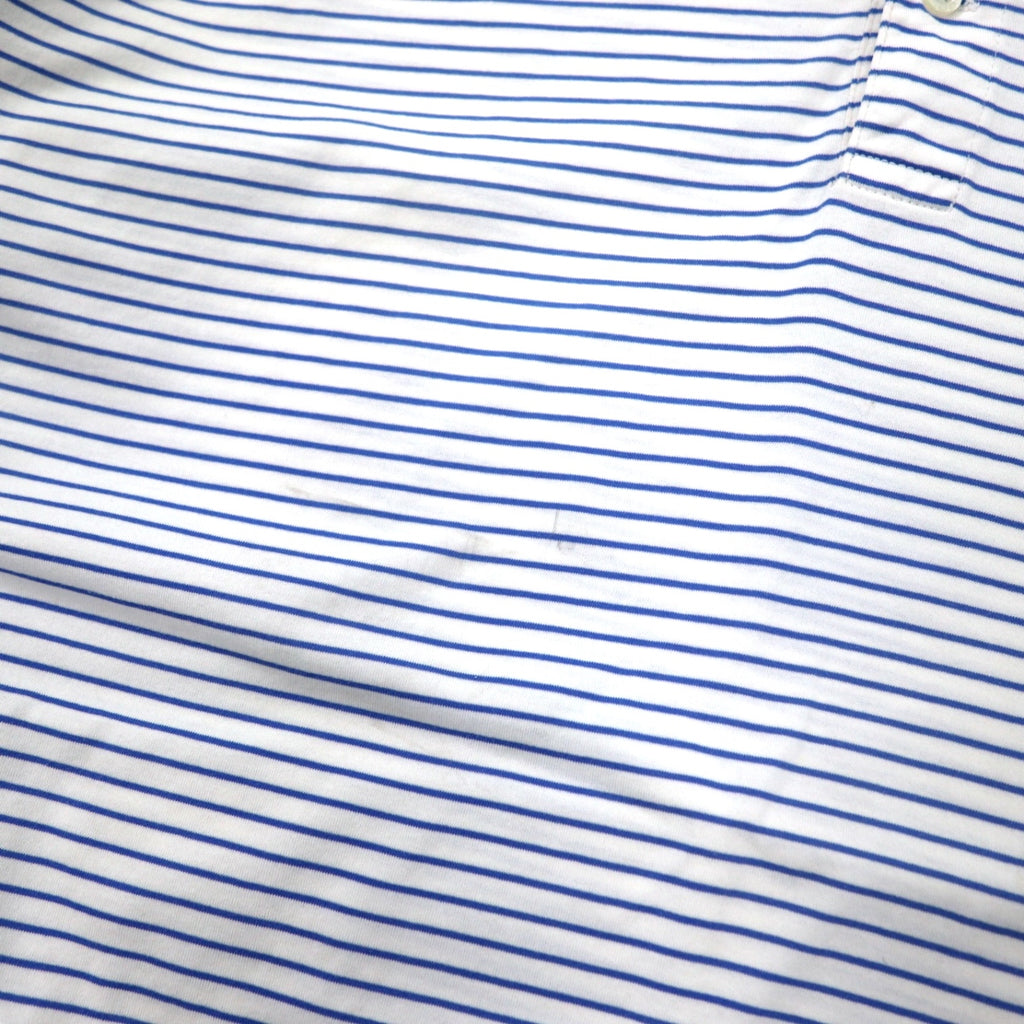 POLO GOLF RALPH LAUREN Striped Polo Shirt XL White Blue Cotton Small Pony Embroidery Big Size Made in Peru