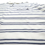NAUTICA Striped Polo Shirt 3XL White Navy Pique Big Size One Point Logo Embroidery