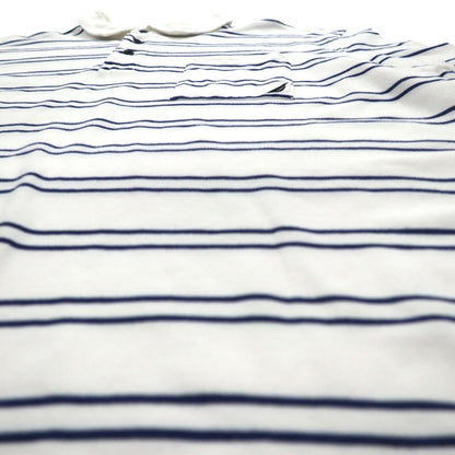 NAUTICA ボーダー ポロシャツ 3XL ホワイト ネイビー 鹿の子 ビッグサイズ ワンポイントロゴ刺繍