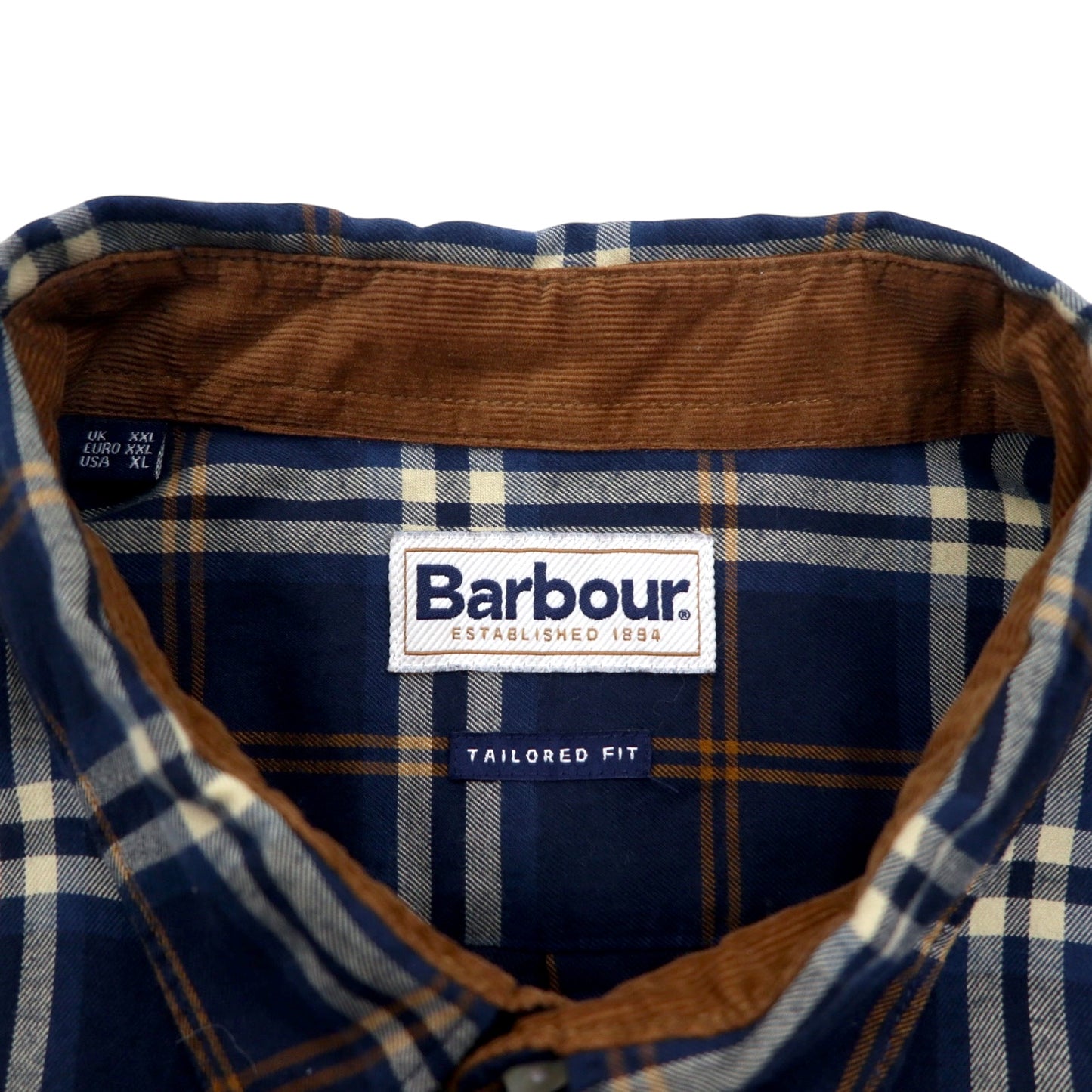 Barbour ボタンダウンシャツ XL ブルー チェック TAILORED FIT テイラードフィット AW22