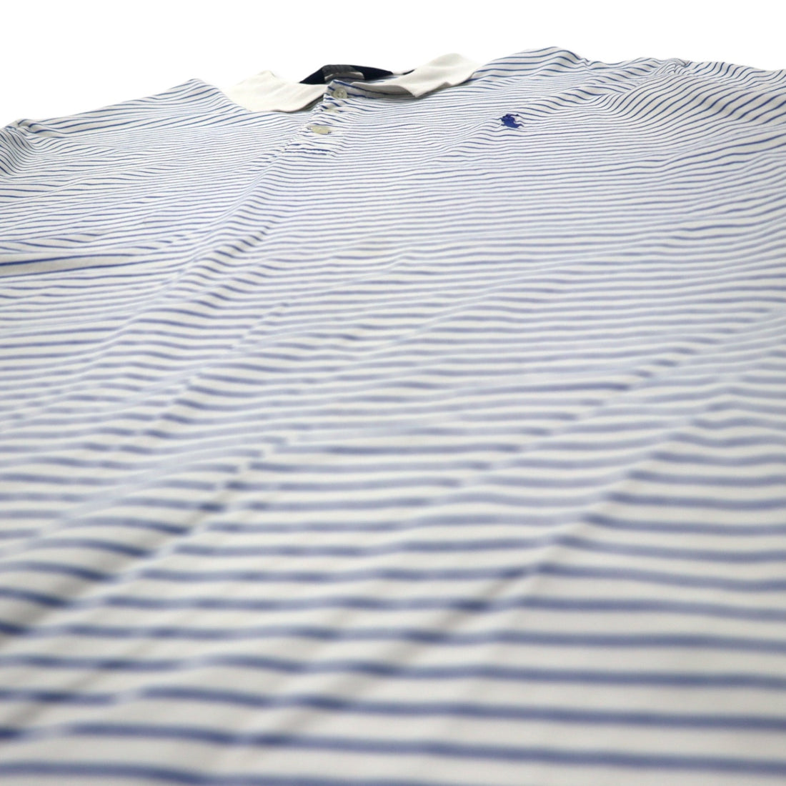 POLO GOLF RALPH LAUREN Striped Polo Shirt XL White Blue Cotton Small Pony Embroidery Big Size Made in Peru