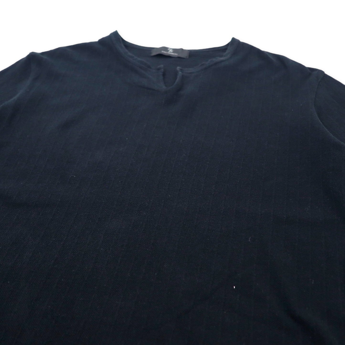 Y's YOHJI YAMAMOTO キーネック 鹿の子 Tシャツ 3 ブラック コットン MP-T16-053 日本製