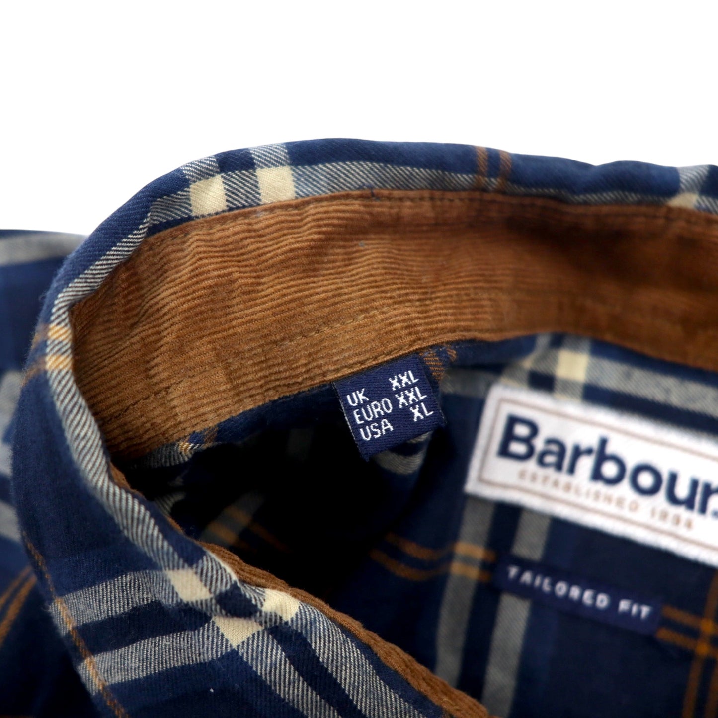 Barbour ボタンダウンシャツ XL ブルー チェック TAILORED FIT テイラードフィット AW22