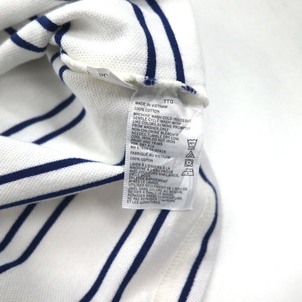 NAUTICA Striped Polo Shirt 3XL White Navy Pique Big Size One Point Logo Embroidery