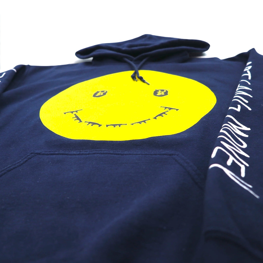 SKOLOCT TSUYOSHI NAKANO Pullover Hoodie M Navy Smiley ART GANG MONEY Print Made in Japan