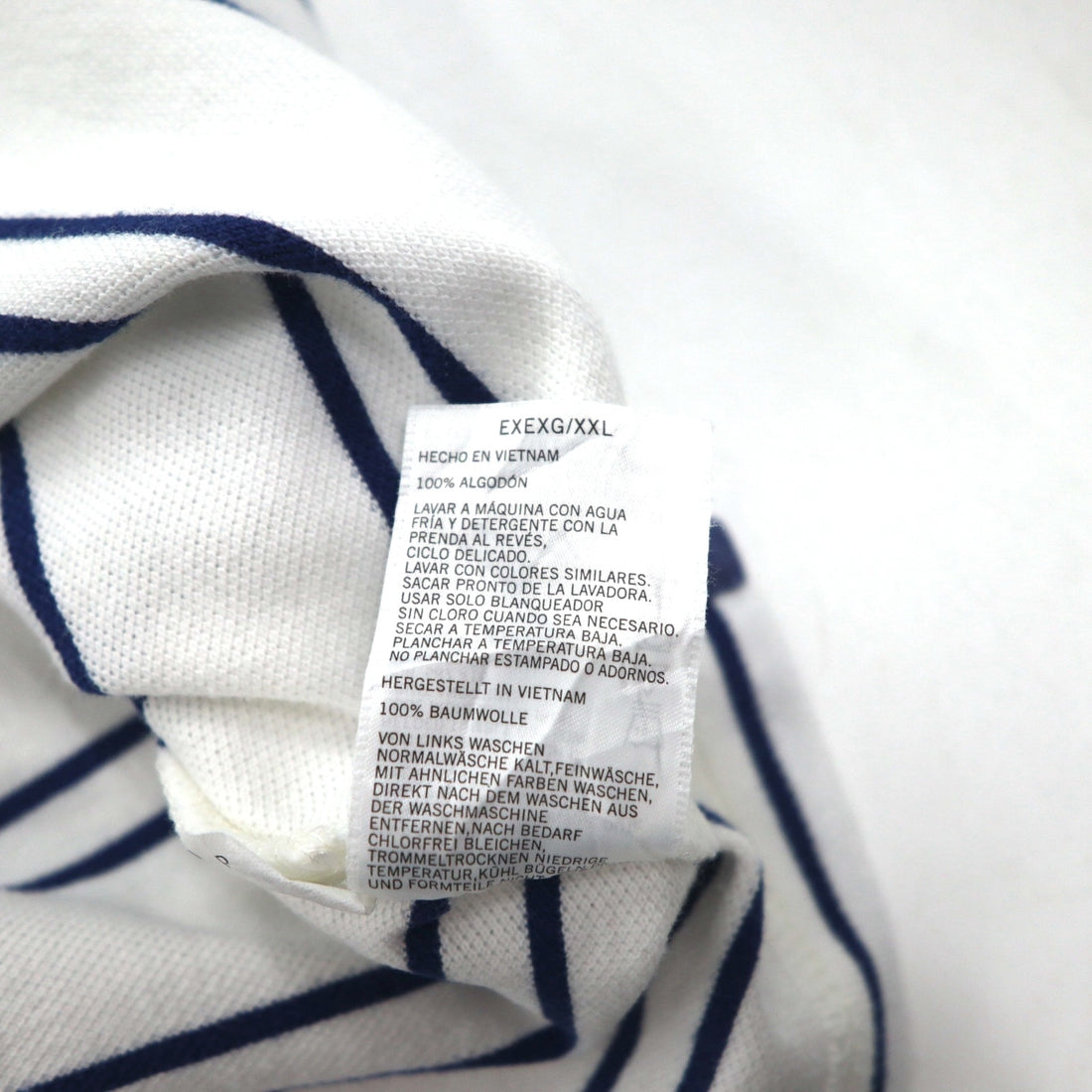 NAUTICA Striped Polo Shirt 3XL White Navy Pique Big Size One Point Logo Embroidery